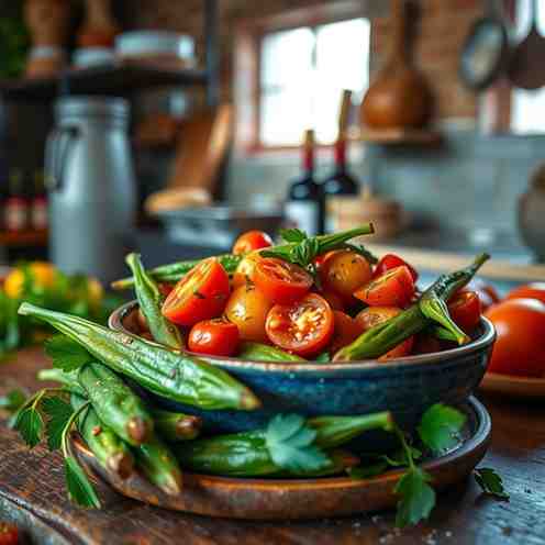 French Guiana Calalou - Okra Tomatoes Recipe